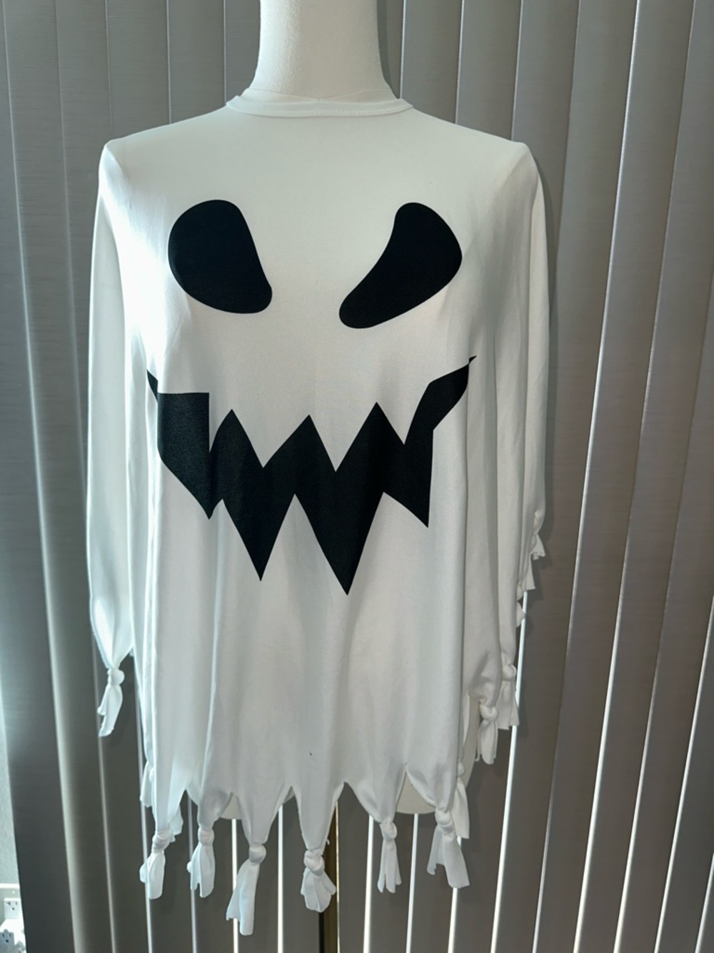 White Graphic Halloween Tie-Hem Women's Top